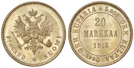 Finlandia. Nicola II di Russia (1894-1917). Da 20 markkaa 1913 (Helsinki). Sigla S. Friedberg 3. FDC