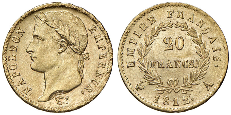 Francia. Napoleone I imperatore (1804-1814). Da 20 franchi 1812 A (Parigi) AV. G...