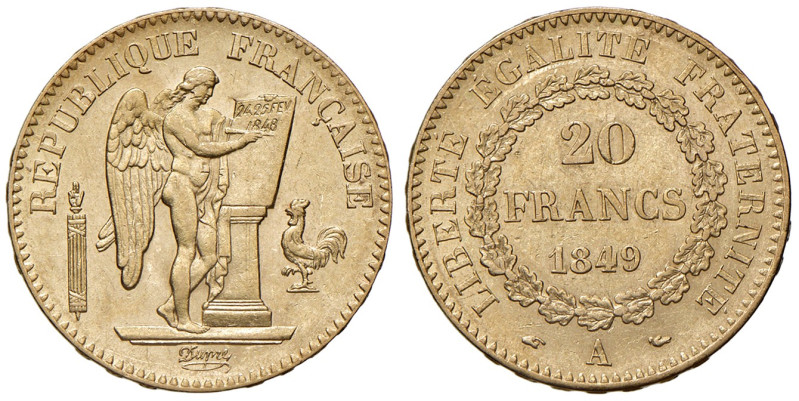 Francia. Seconda Repubblica (1848-1852). Da 20 franchi 1849 A (Parigi). Genio al...