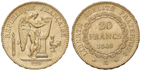 Francia. Seconda Repubblica (1848-1852). Da 20 franchi 1849 A (Parigi). Genio alato. Gadoury 1032. Friedberg 565. SPL