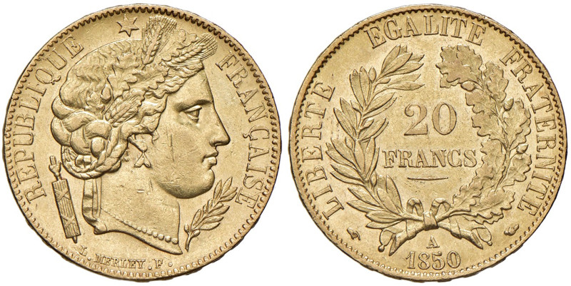 Francia. Seconda Repubblica (1848-1852). Da 20 franchi 1850 A (Parigi). Cerere. ...