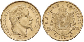 Francia. Napoleone III (1852-1870). Da 20 franchi 1869 BB (Strasburgo). Gadoury 1062. Friedberg 585. q.FDC