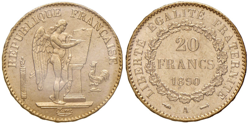 Francia. Terza Repubblica (1871-1940). Da 20 franchi 1890 A (Parigi). Gadoury 10...