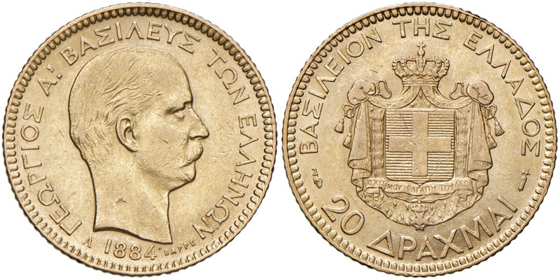 Grecia. Giorgio I (1863-1913). Da 20 dracme 1884 A (Parigi) AV. Friedberg 18. No...