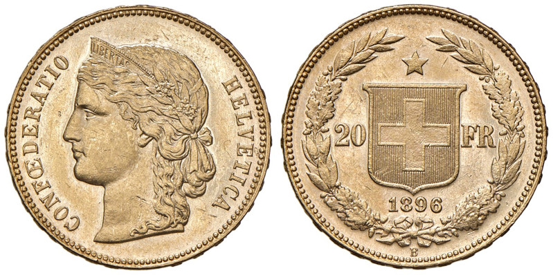 Svizzera. Confederazione (1848-). Da 20 franchi 1896 (Berna) AV. Friedberg 495. ...