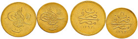 Ägypten. Abdul Hamid II. AH 1293-1327/ AD 1876-1909. 
Lot (2 Stücke): 5 Kurush 1902 (Jahr 26) sowie 10 Kurush 1993 (Jahr 17). KM 282, 298, Fr. 95,97....