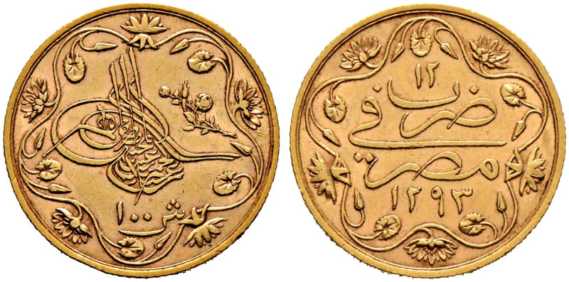 Ägypten. Abdul Hamid II. AH 1293-1327/ AD 1876-1909. 
100 Kurush 1888 (Jahr 12)...