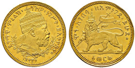 Äthiopien. Menelik II. 1889-1913. 
Werk EE 1889 (1897) -Paris-. KM 18, Fr. 20. 6,43 g Randfehler, sonst vorzüglich-prägefrisch
