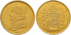 Brasilien. Pedro II. 1831-1889. 
10.000 Reis 1851. KM 460, Fr. 120. 9,06 g sehr schön-vorzüglich Erworben am 18.10.1973 in der Galerie des Monnaies, ...