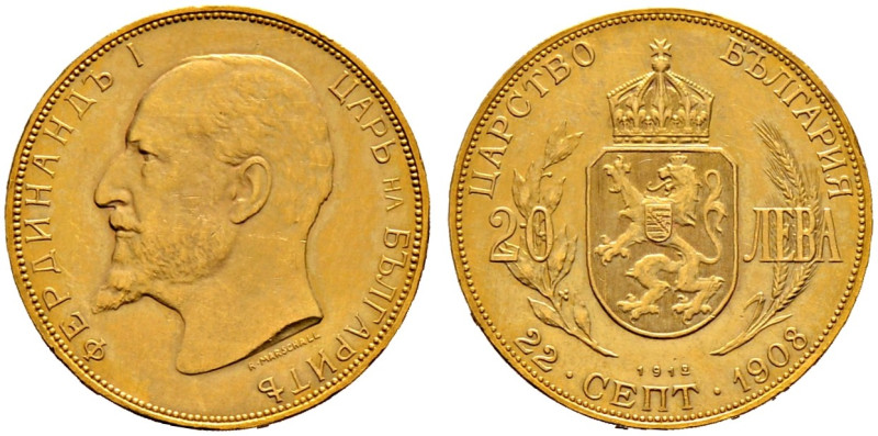 Bulgarien. Ferdinand I. 1887-1918. 
20 Lewa 1912. Auf das 25-jährige Regierungs...