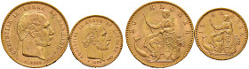 Dänemark. Christian IX. 1863-1906. 
Lot (2 Stücke): 20 Kroner und 10 Kroner 1900. Fr. 295,296, Schl. 68,74. 9,02 g bzw. 4,50 g leichte Kratzer und Ra...