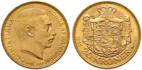 Dänemark. Christian X. 1912-1947. 
20 Kroner 1915. Fr. 299, Schl. 84. 9,00 g kleine Kratzer, gutes vorzüglich