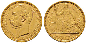 Dänisch Westindien. Christian IX. 1863-1906. 
20 Francs (= 4 Daler) 1904 -Kopenhagen-. Hede 30, KM 72, Fr. 2, Schl. 94. 6,48 g selten, minimale Kratz...