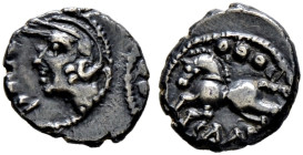 Gallia. Sequani 
Quinar ca. 52 v. Chr. Büste nach links, davor Q DOCI / Pferd nach links, darunter SAM F, darüber DOCI. LT 5405ff, DT 3245. 1,90 g be...