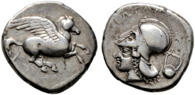 Epeiros. Ambrakia 
Stater 435-330 v. Chr. Ähnlich wie vorher, jedoch mit Beizeichen Lyra. BMC 8, SNG München 500. 8,29 g leichter Doppelschlag auf de...