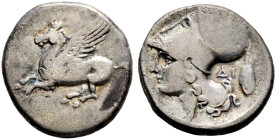 Akarnania. Argos Amphilochikon 
Stater 350-270 v. Chr. Ähnlich wie vorher, jedoch mit Beizeichen Schild. BMC 11. 7,89 g leicht korrodiert, sehr schön...