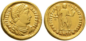 Kaiserzeit. Valentinianus I. 364-375 
Solidus 364/367 -Antiochia-. D N VALENTINIANVS P F AVG. Drapierte und gepanzerte Büste mit Rosettendiadem nach ...