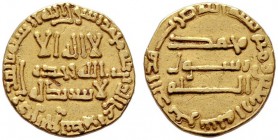 ISLAM   ABBASIDEN   al-Mansur, 754-775 (136-158 AH)   (D) Dinar 140 AH, Misr Album:212, Bern:51 (4,16 g). Henkelspur  Gold s.sch.