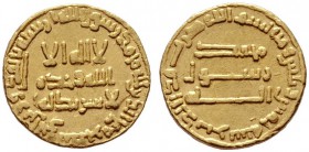  ISLAM   ABBASIDEN   al-Mansur, 754-775 (136-158 AH)   (D) Dinar 135 AH, Album:212 (4,24 g).  Gold vzgl.