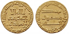 ISLAM   ABBASIDEN   al-Mansur, 754-775 (136-158 AH)   (D) Dinar 141 AH, Album:212 (4,24 g).  Gold vzgl.
