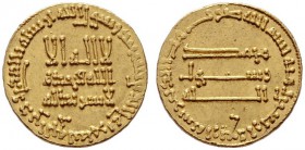  ISLAM   ABBASIDEN   al-Mansur, 754-775 (136-158 AH)   (D) Dinar 144 AH, Album:212 (4,26 g).  Gold vzgl.