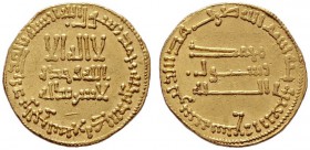  ISLAM   ABBASIDEN   al-Mansur, 754-775 (136-158 AH)   (D) Dinar 147 AH, Album:212 (4,21 g).  Gold R vzgl.