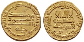  ISLAM   ABBASIDEN   al-Rashid, 786-809 (170-193)   (D) Dinar ohne Münzstätte (Misr), mit Namen des Gouverneurs Khalid. Bern:70; Album:218 (4,08 g).  ...