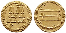  ISLAM   ABBASIDEN   al-Rashid, 786-809 (170-193)   (D) Dinar 175 AH, Album:218 (4,25 g).  Gold vzgl.