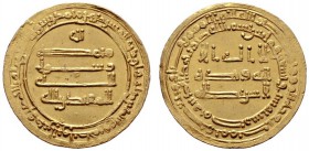  ISLAM   ABBASIDEN   al-Muktafi, 902-908 (289-295 AH)   (D) Dinar Bern:226 (4,16 g). Rv. kleiner Kratzer im Feld  Gold R s.sch.