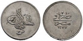  EUROPA UND ÜBERSEE   ÄGYPTEN   Abdul Azis 1861-1876 (1277-1293 AH)   (D) 5 Qirsh AH 1277, Jahr 2 KM:254; min. Randfehler und Kratzer vzgl.