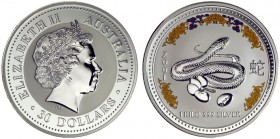  EUROPA UND ÜBERSEE   ALBANIEN   AUSTRALIEN   (D) 30 Dollars (1 Kilogramm) 2001. Jahr der Schlange. Lunar Serie mit Diamantenaugen in Original­holzsch...