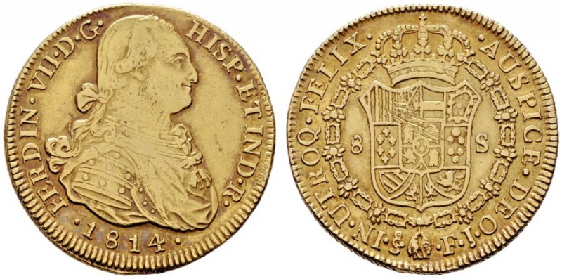  EUROPA UND ÜBERSEE   CHILE   Fernando VII. 1800-1821   (B) 8 Escudos 1814 F.J. ...