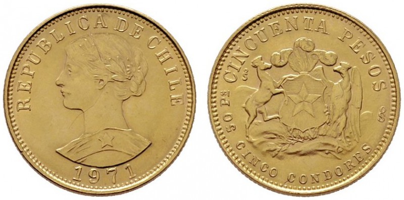  EUROPA UND ÜBERSEE   CHILE   Republik   (B) 50 Pesos 1971 KM:169; Seltenes Jahr...