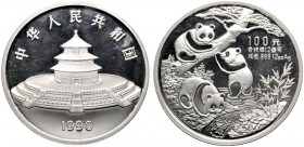  EUROPA UND ÜBERSEE   CHILE   Volksrepublik seit 1949   (D) 100 Yuan (12 Unzen) 1990 Panda, mit Zertifikat. KM:274 pol.Pl.