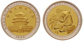  EUROPA UND ÜBERSEE   CHILE   Volksrepublik seit 1949   (B) 10 Yuan 1996 (1/10 Unze) mit Silberring (Bi-Metall). Mit Zertifikat. KM:893  Gold pol.Pl.
