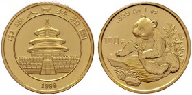  EUROPA UND ÜBERSEE   CHILE   Volksrepublik seit 1949   (B) 100 Yuan 1998 Panda, originalverpackt KM:1130  Gold pol.Pl.
