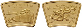  EUROPA UND ÜBERSEE   CHILE   Volksrepublik seit 1949   (B) 50 Yuan 2000 (15,58 g); Jahr des Drachen.  Gold pol.Pl.