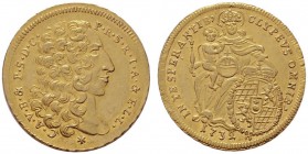  EUROPA UND ÜBERSEE   DEUTSCHLAND   Bayern   (D) Karl Albrecht 1726-1745 Karolin 1732 München (9,78 g); Hahn:258, Fr:229  Gold f.vzgl./s.sch.