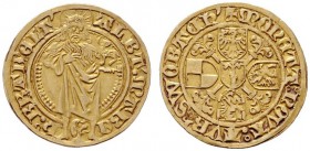  EUROPA UND ÜBERSEE   DEUTSCHLAND   Brandenburg in Franken   (D) Albrecht Achilles 1464-1495 Goldgulden (3,30 g), Schwabach o.J. Fr:304, v.Schr:347.  ...