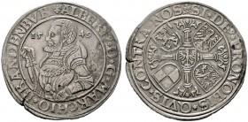  EUROPA UND ÜBERSEE   DEUTSCHLAND   Brandenburg in Franken   (D) Albrecht 1543-1554 Taler 1549 Erlangen Dav:8969; kl. Schrötlingsriss s.sch.