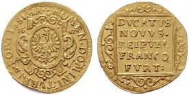  EUROPA UND ÜBERSEE   DEUTSCHLAND   Frankfurt   (D) Sigismund 1410-1437. Dukat 1643 (3,44 g); Mmz: AM für Johann Anselm Münch. JuF:443a, Fr:972  Gold ...