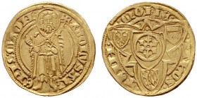  EUROPA UND ÜBERSEE   DEUTSCHLAND   Mainz - Erzbistum   (D) Adolf I. von Nassau 1372-1390 Goldgulden (3,46 g), Bingen o.J. (1385-1396). Av.: St.Johann...