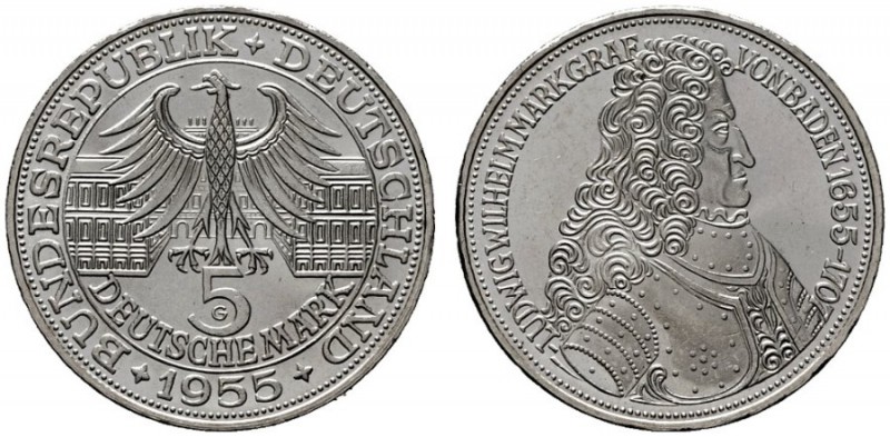  EUROPA UND ÜBERSEE   DEUTSCHLAND NACH 1871   Bundesrepublik   (D) 5 Mark 1955 G...