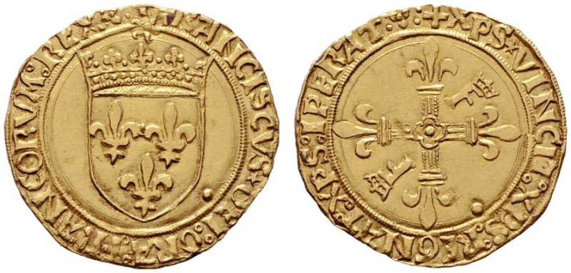  EUROPA UND ÜBERSEE   FRANKREICH   Franz I. 1515-1547   (D) Ecu d'or au soleil o...