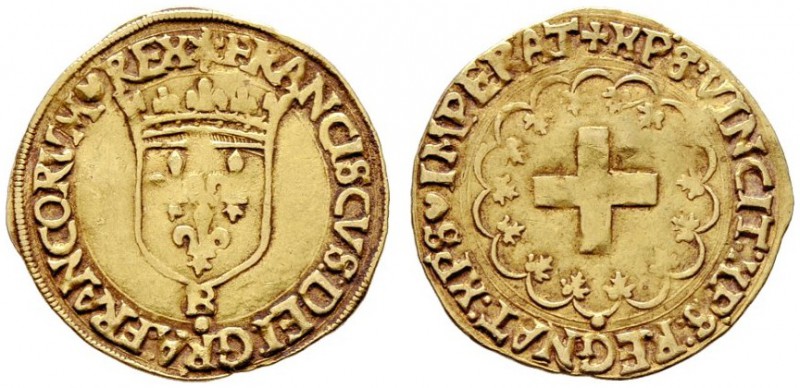  EUROPA UND ÜBERSEE   FRANKREICH   Franz I. 1515-1547   (D) Ecu d'or a la croise...