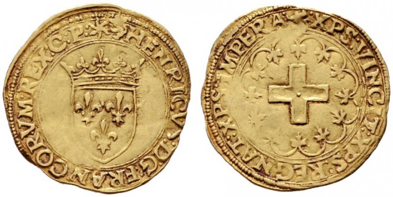  EUROPA UND ÜBERSEE   FRANKREICH   Heinrich II.1547-1559   (D) Ecu d'or a la cro...