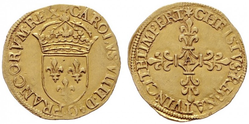  EUROPA UND ÜBERSEE   FRANKREICH   Karl IX. 1560-1574   (D) Ecu d'or au soleil o...