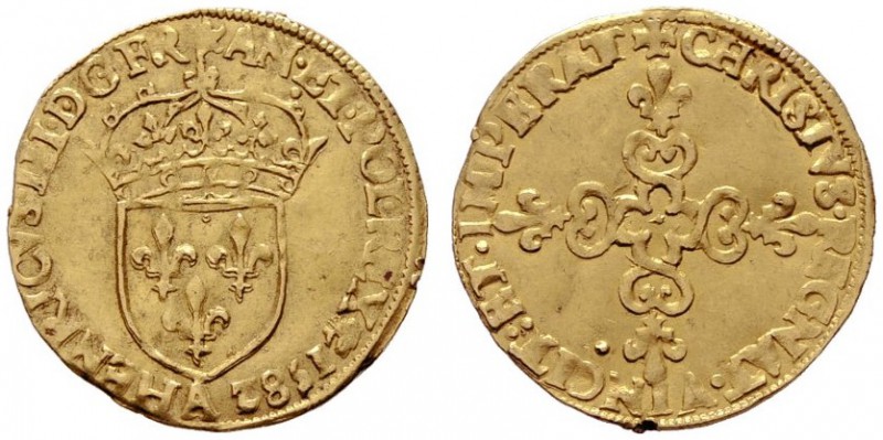  EUROPA UND ÜBERSEE   FRANKREICH   Heinrich III. 1574-1589   (D) Ecu d'or au sol...