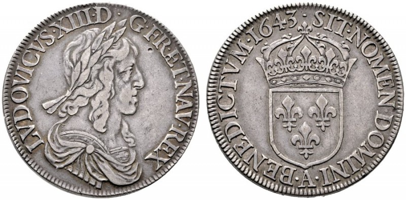  EUROPA UND ÜBERSEE   FRANKREICH   Ludwig XIII. 1610-1643   (D) Ecu 1643 A Paris...