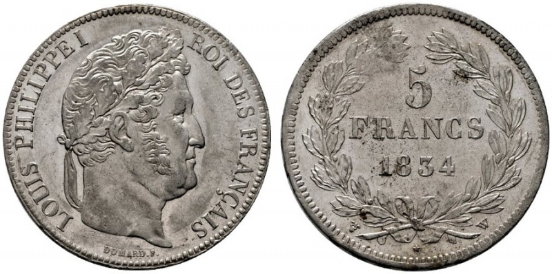  EUROPA UND ÜBERSEE   FRANKREICH   Ludwig Philipp 1830-1848   (D) 5 Francs 1834 ...